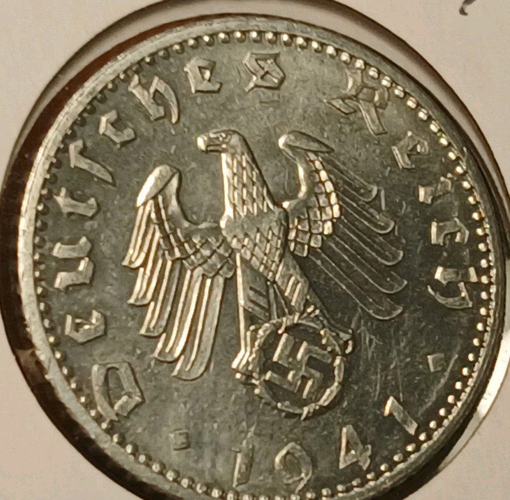 1941-J Germany Third Reich 50 Reichspfennig Flashy Unc *Better Date*
