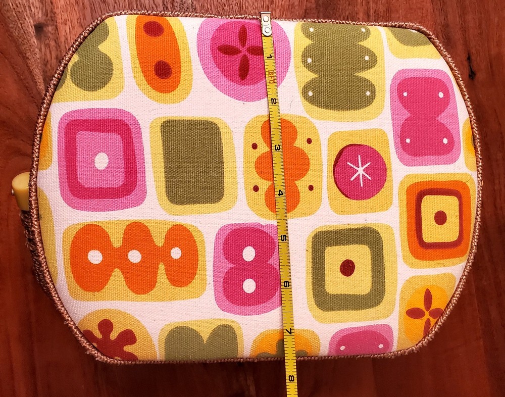 Wicker Sewing Basket Abstract Groovy Geometric Shapes