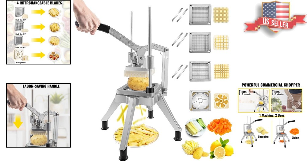 Heavy-Duty Multipurpose Commercial Vegetable Chopper with 4 Replacement Blades