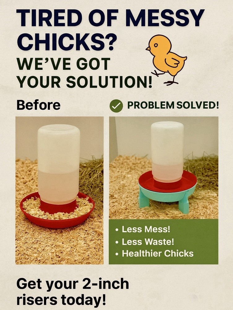 Chicken Chick, CleanFeed Risers, Plastic 2” Risers Feeder/ Water