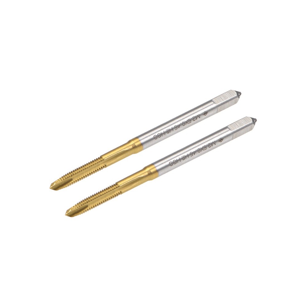 Spiral Point Threading Taps M2.5 Thread 0.45 Pitch Titanium Coated HSS 2pcs