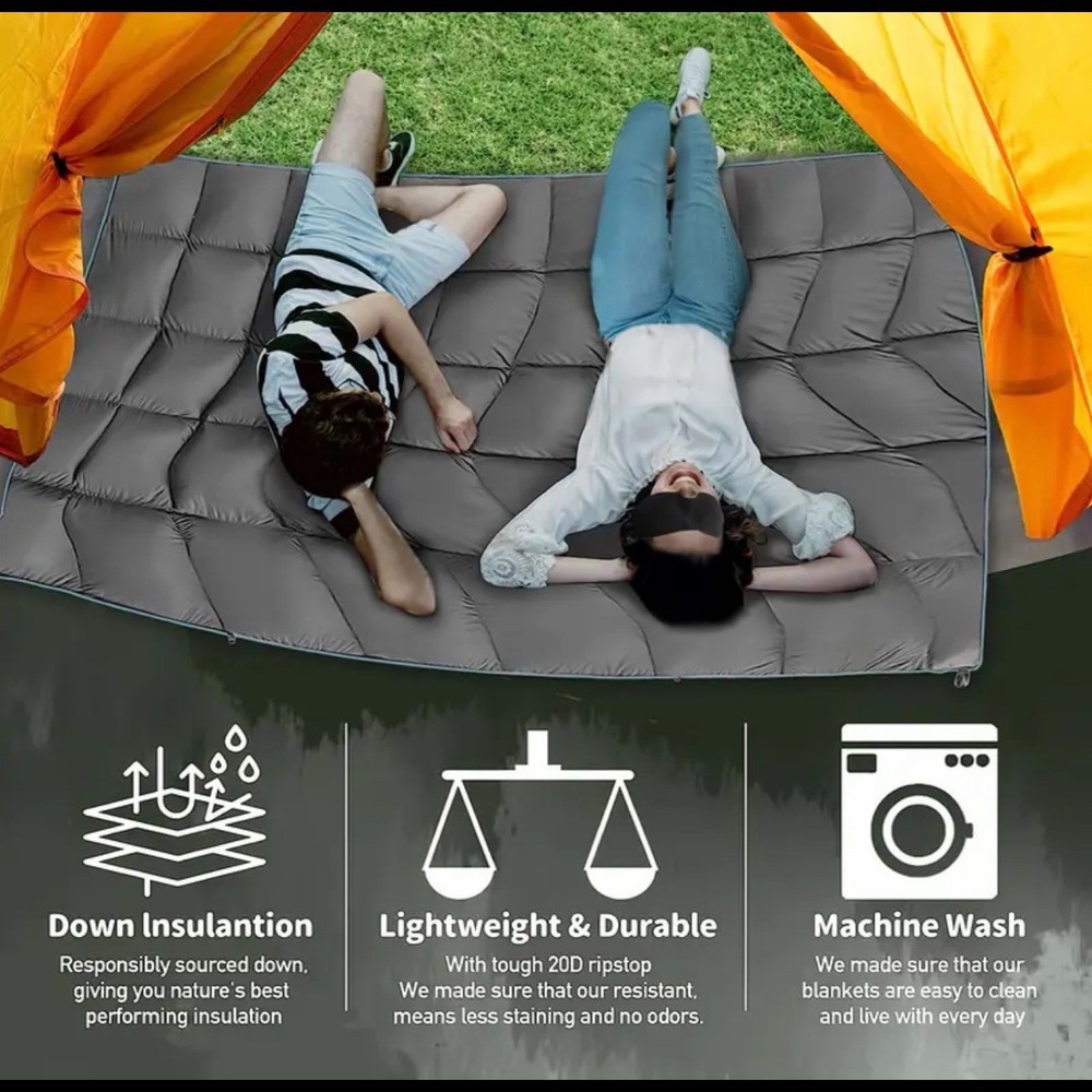 Ultralight Windproof Puffy Camping Blanket with Carry Case