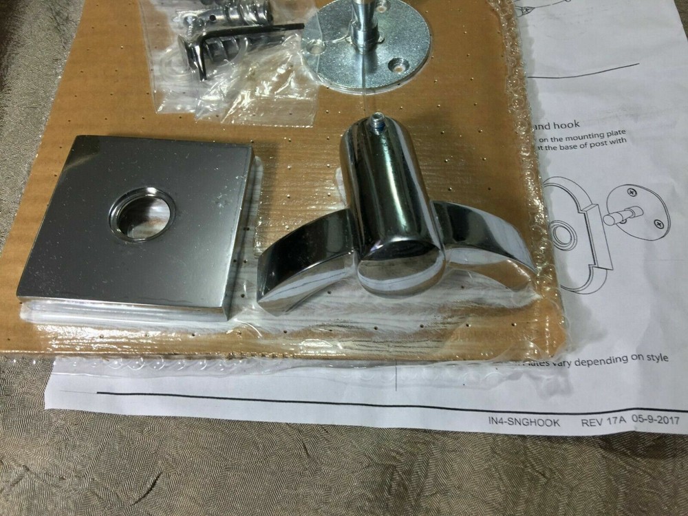 Emtek ASSA ABLOY Modern Double Hook W. Square Rosette, Polished Chrome On Brass