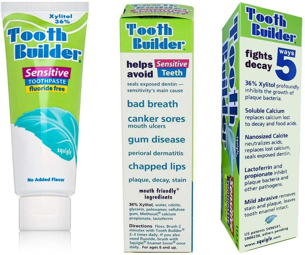 Squigle Tooth Builder Sensitive Toothpaste, Prevents Canker Sore - 4 Oz - 6-Pack