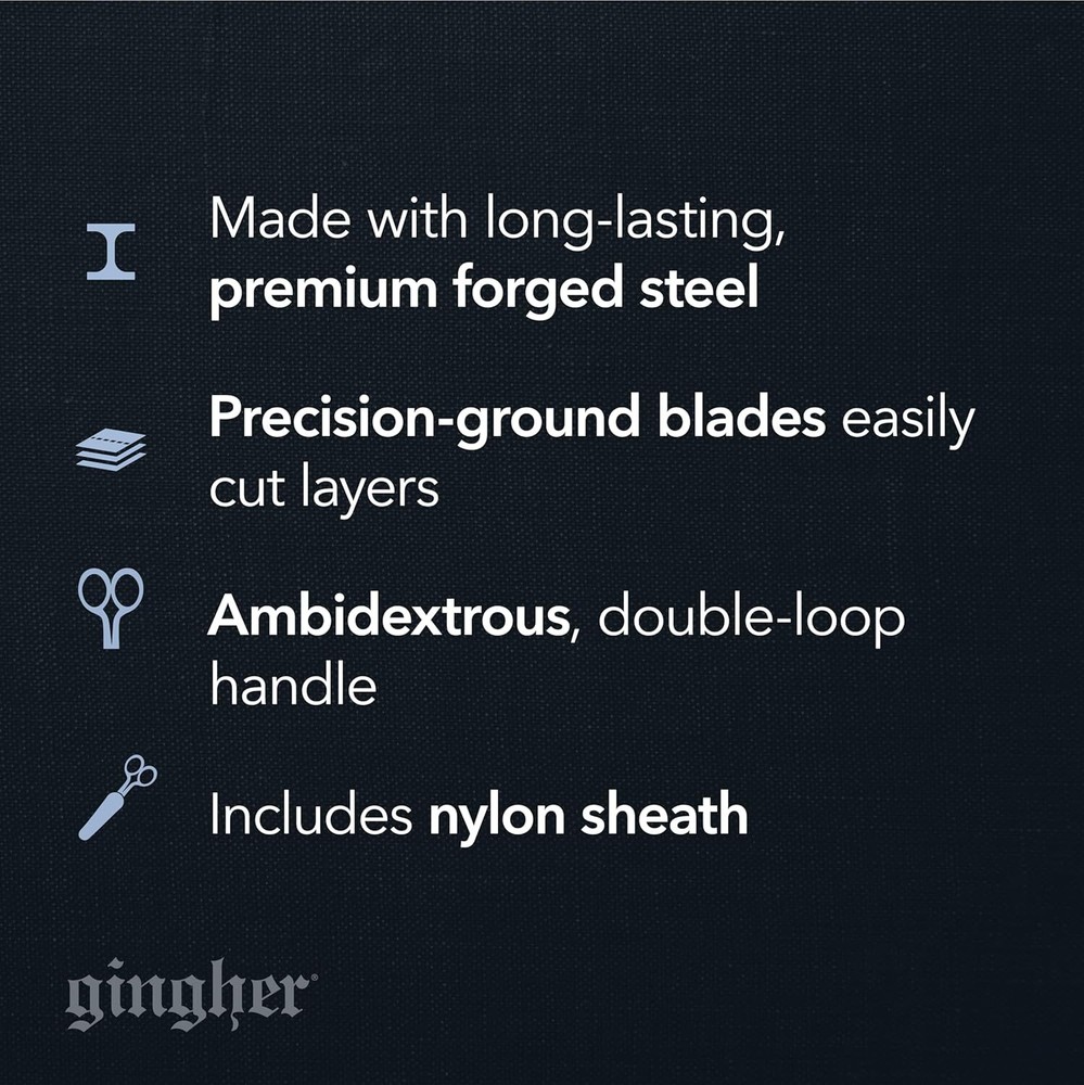 Gingher 5" Sewing Scissors - Knife-Edge Blades, Durable, Craft Scissors