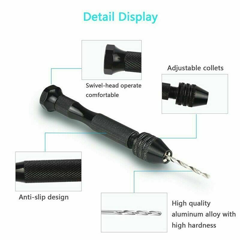 49PCS Precision Pin Vise Hobby Drill Bits with Model Twist Hand Drill Bits Set