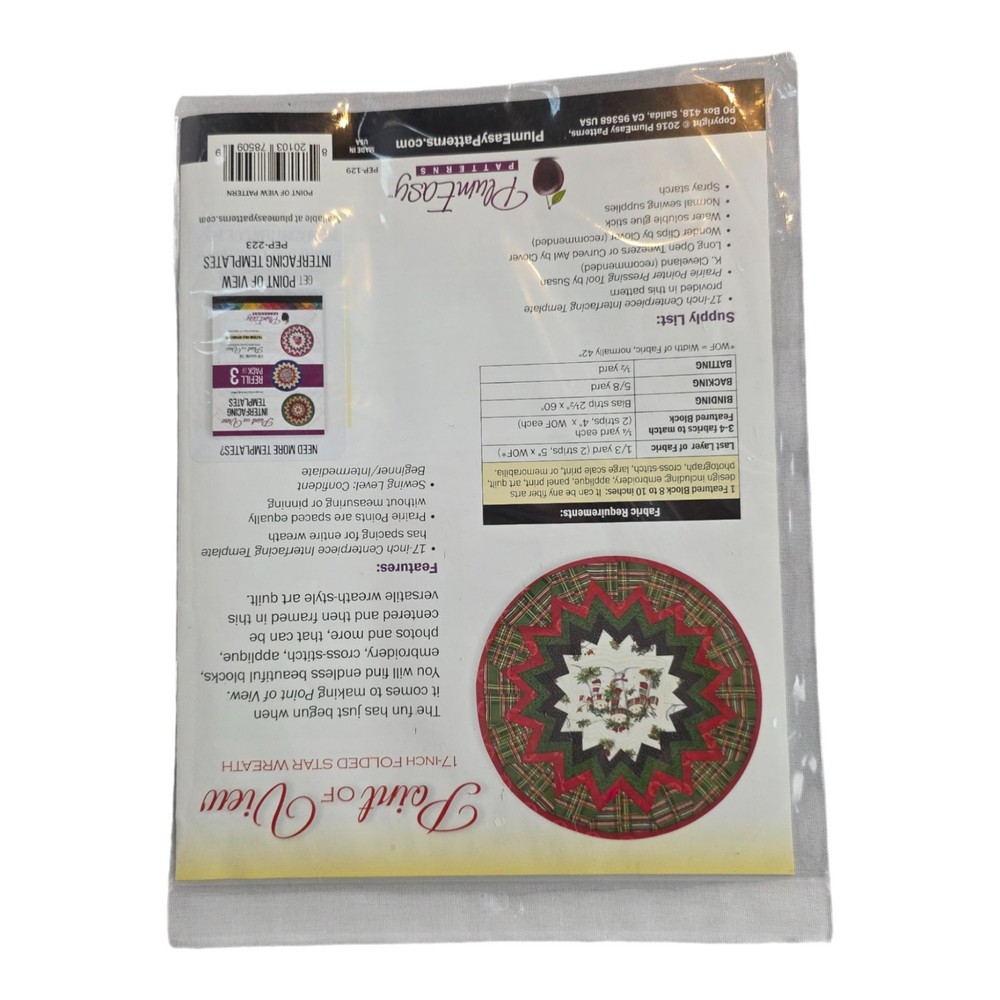 Point Of View Folded Star Wreath Pattern Interfacing Template PEP-129