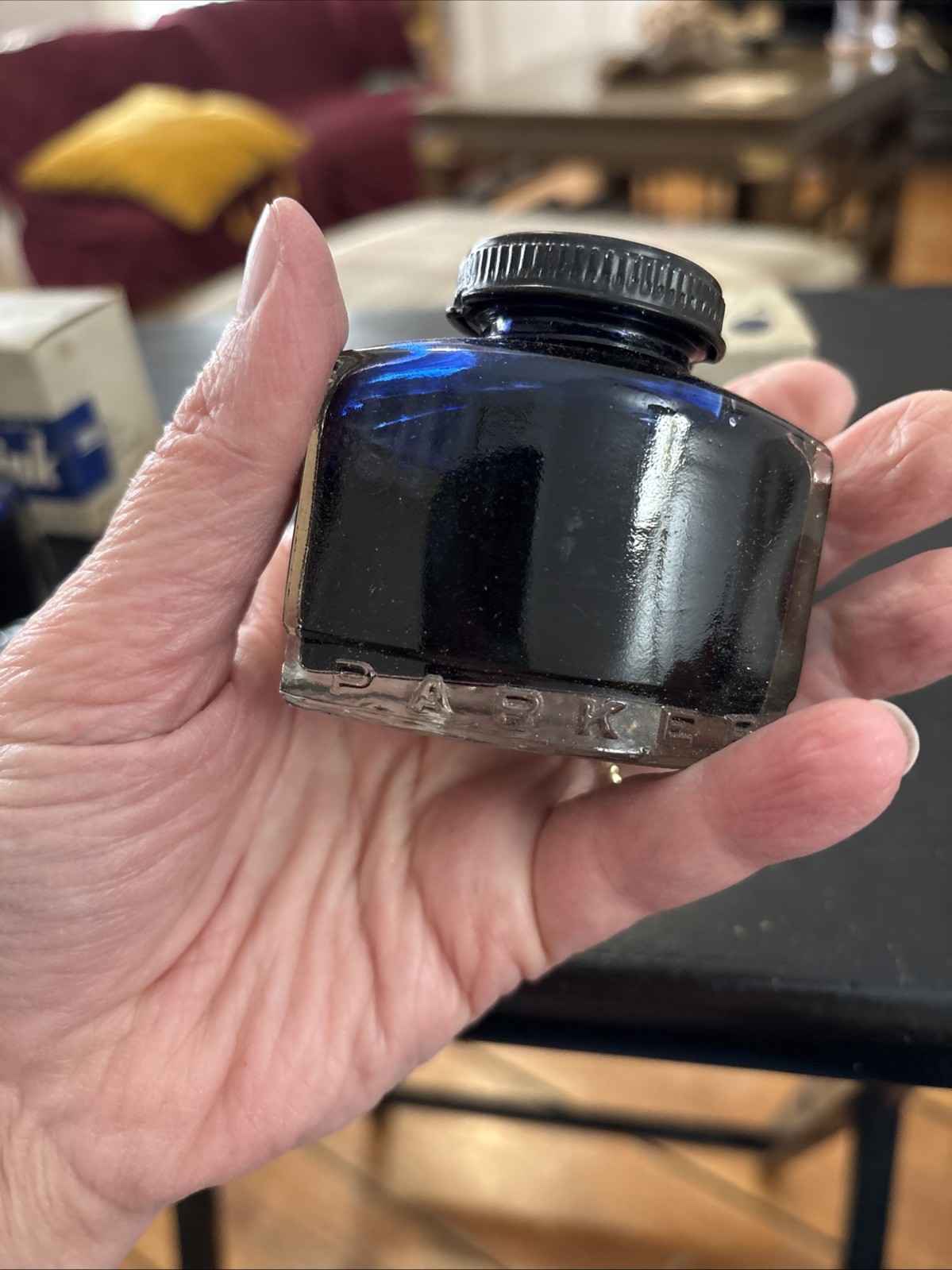 2 Parker Quink Vintage Blue Black & Royal Blue Fountain Pen Ink NOS Full New 50s