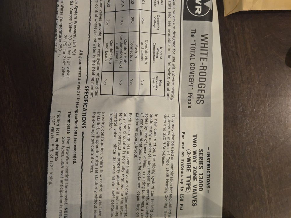 White- Rodgers 13A02-102 Twoway Zone Valve