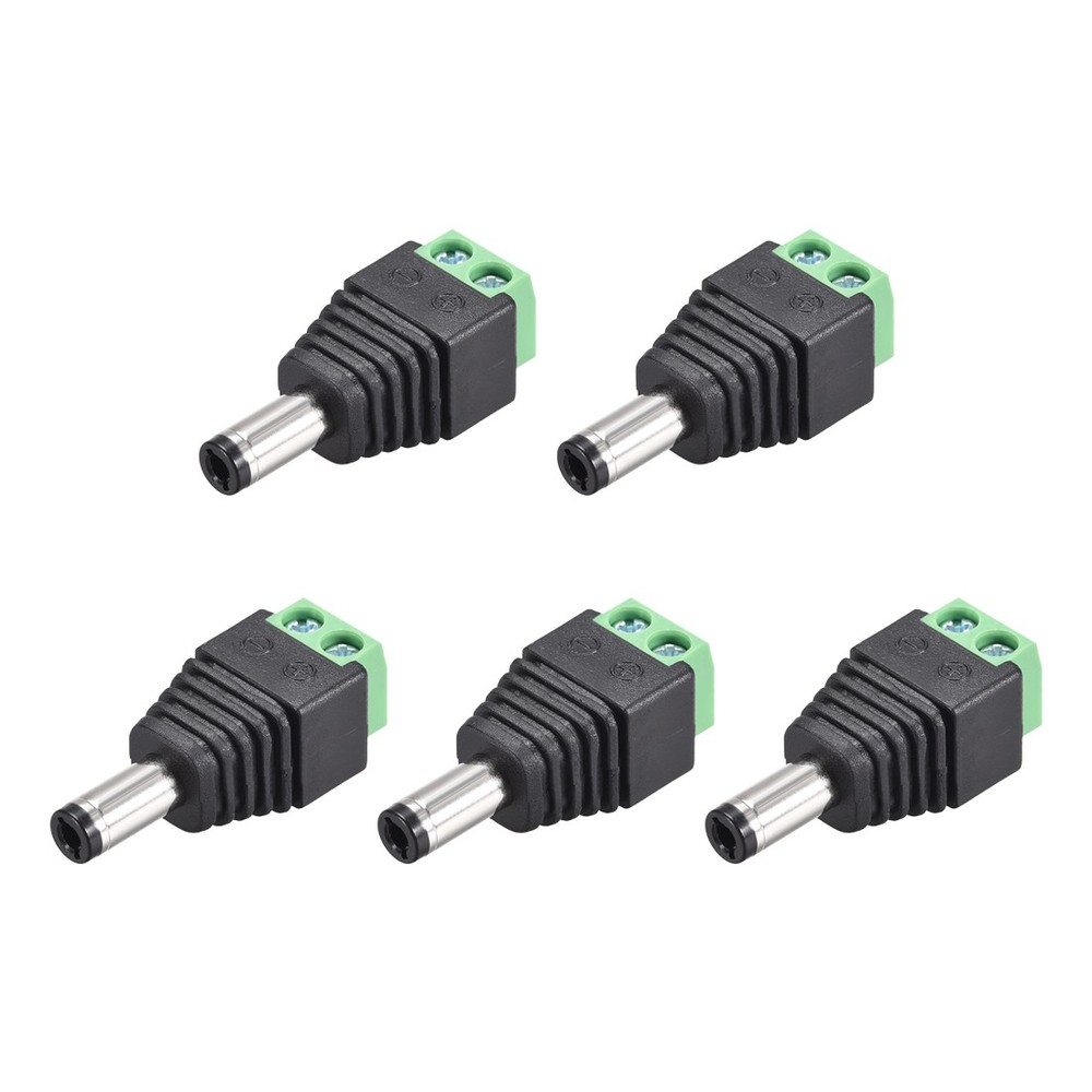 5pack 5.5x2.5mm DC Power Jack Plug Adapter for LED Strip CCTV Camera Cable Wire