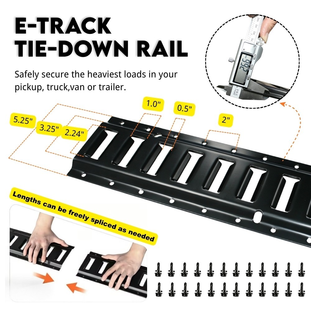 4PK 5' E Track Rails Tie-Down Kit for Enclosed Cargo Trailer Thickened Version