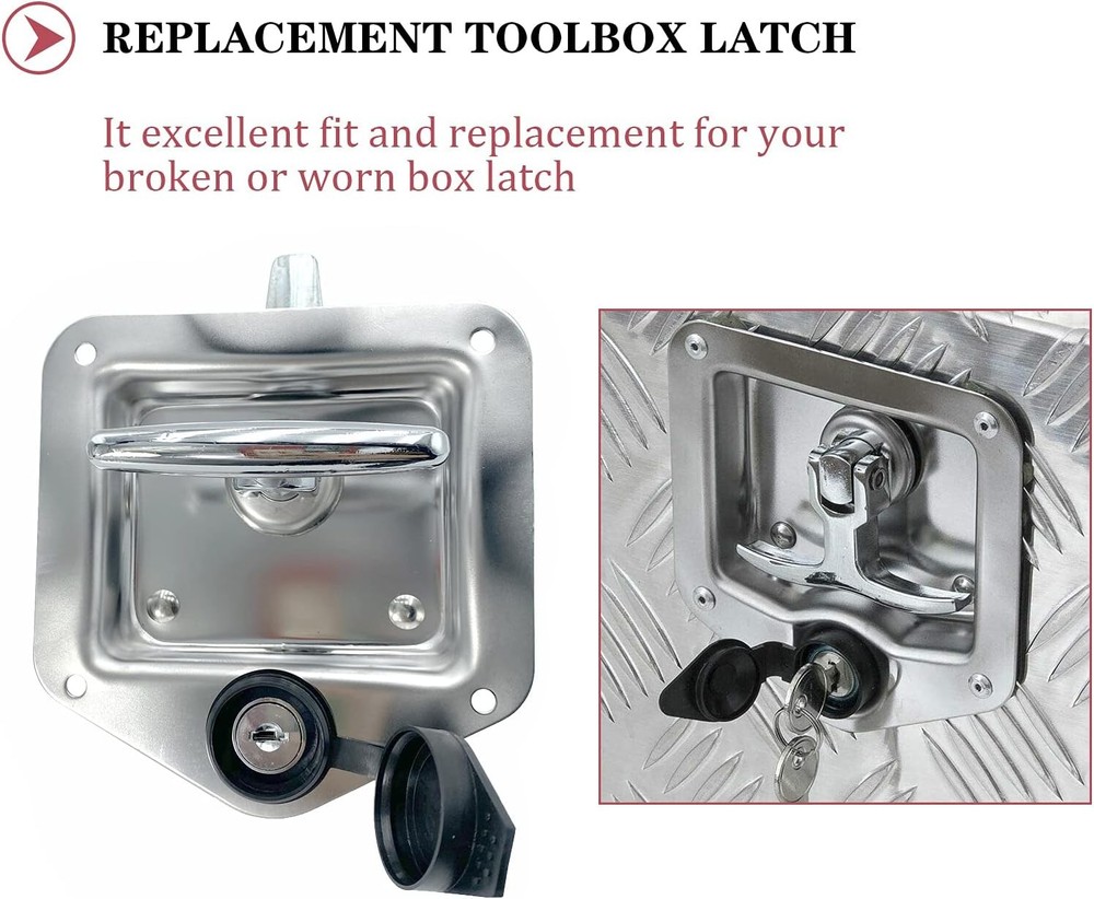 2 Pcs L8815 Tool Box Latch T Handle Latches with 2Pcs Toolbox Latch, Silver