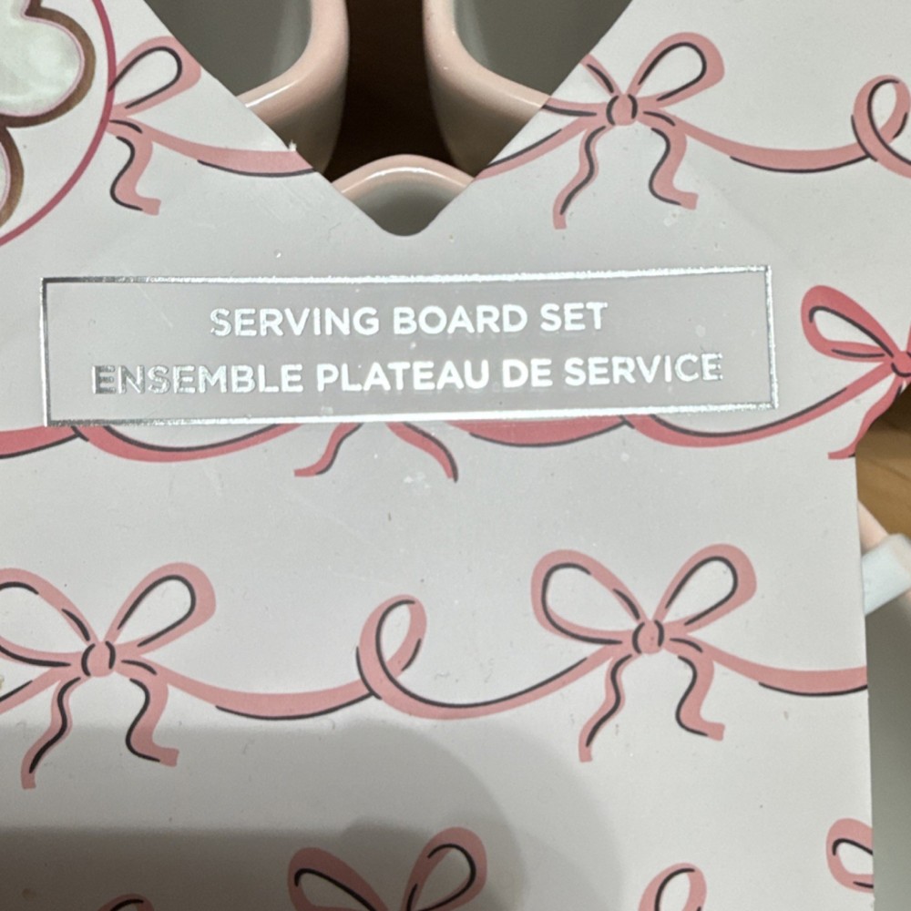 Entertainer Serving Board Set Ceramic & Acacia Wood