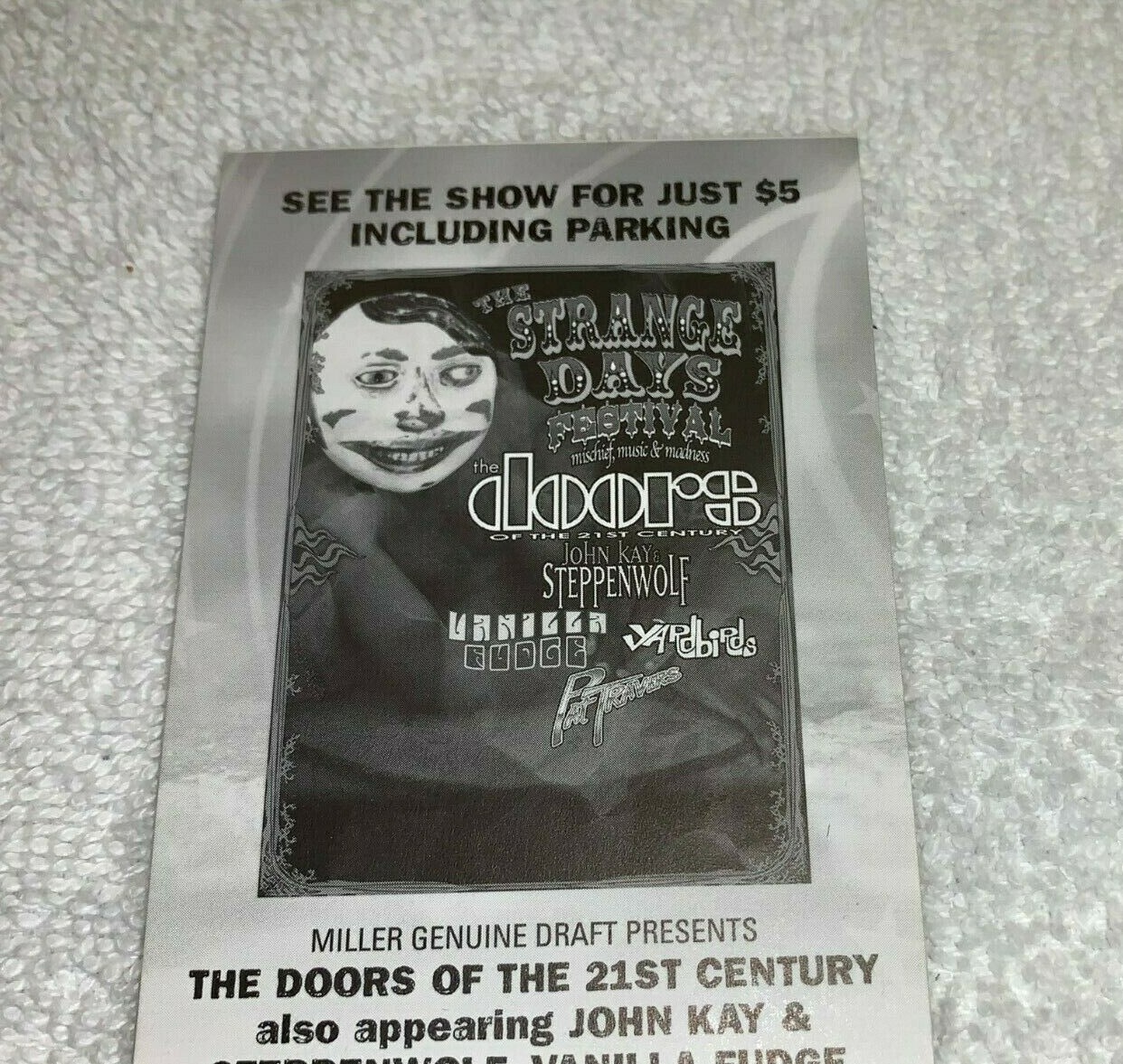 THE DOORS STEPPENWOLF YARDBIRDS PAT TRAVERS UNUSED CONCERT TICKET STRANGE