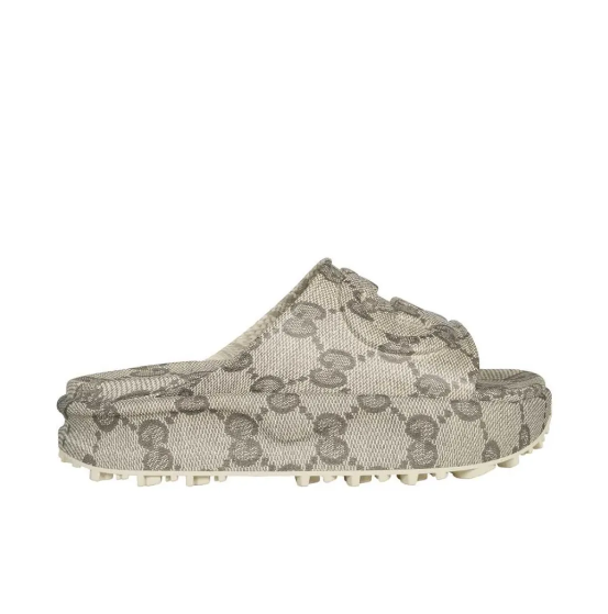 Gucci GG Interlocking Platform Slide Sandals Men's Gray