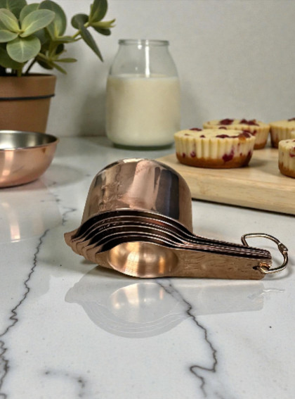 Copper-Colored Metal Measuring Cups & Spoons Set