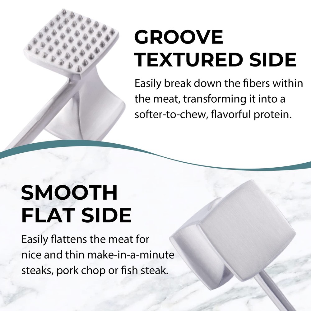 KITEXPERT Meat Tenderizer Hammer with Comfortable-Grip Handle, Silver