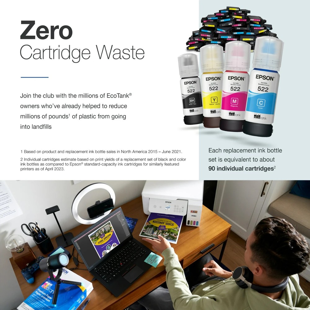 Bundle Epson EcoTank ET-2803 Wireless All-in-One Cartridge-Free Printer