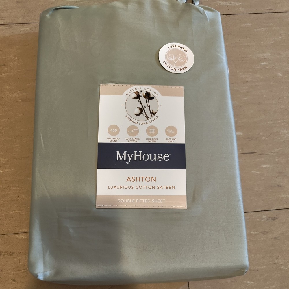 MyHouse Ashton Fitted Sheet - Sage - Double