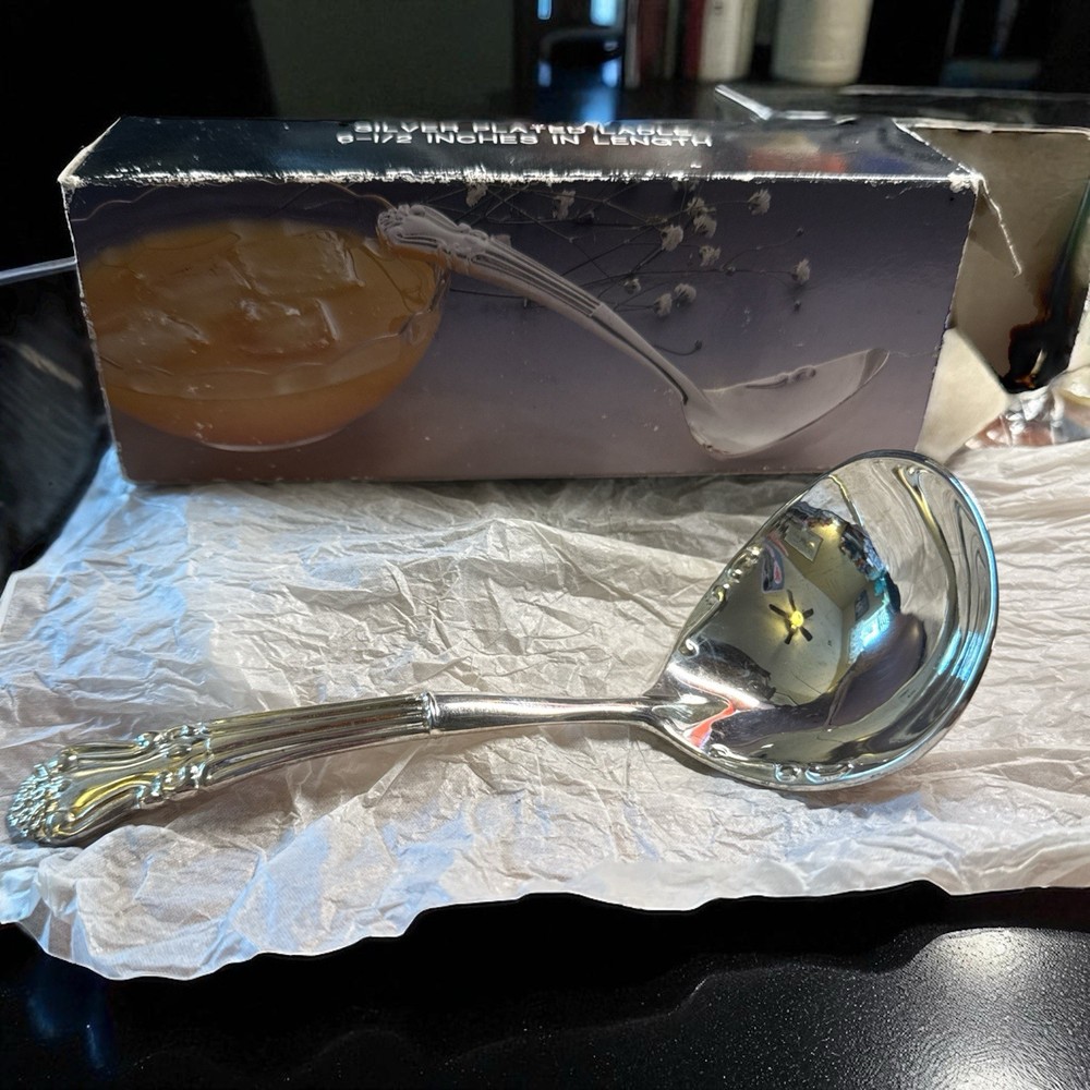 Silver Plated Ladle 6.5" long with original box EUC