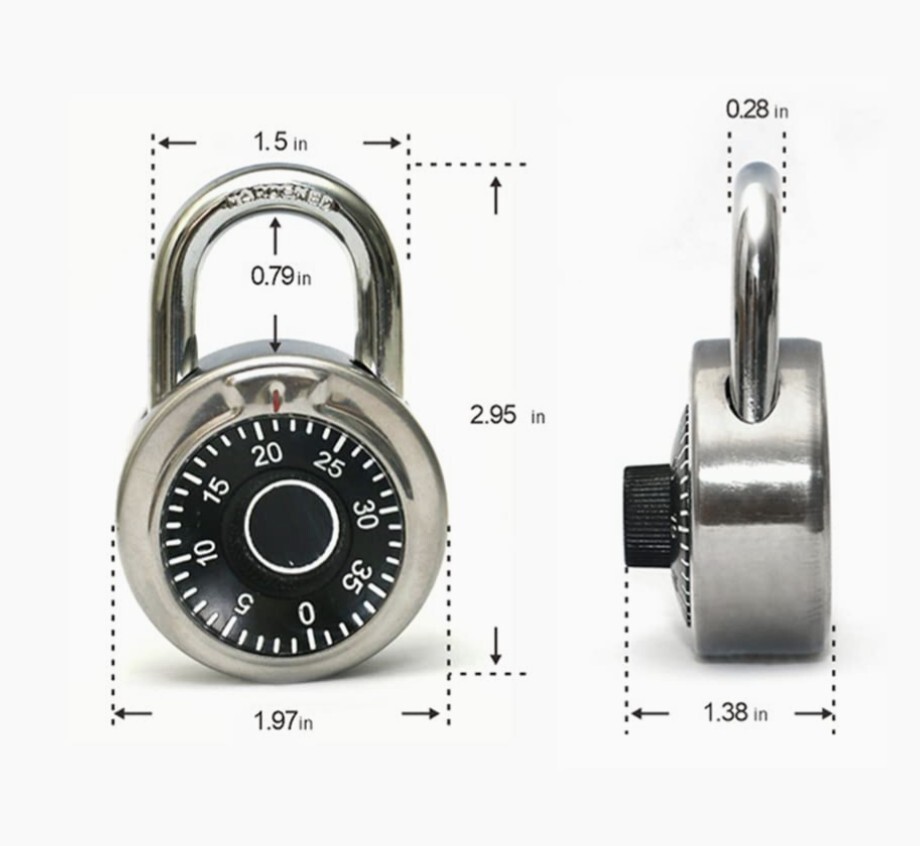 8 Pack Combination Locks, Standard Dial 2 Inches Wide, Fixed Three Digit Combo