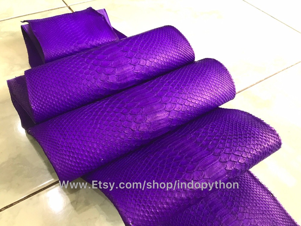 Genuine Python Leather, Exotic SnakeSkin, Purple Inc Leather,  Purple SnakeSkin
