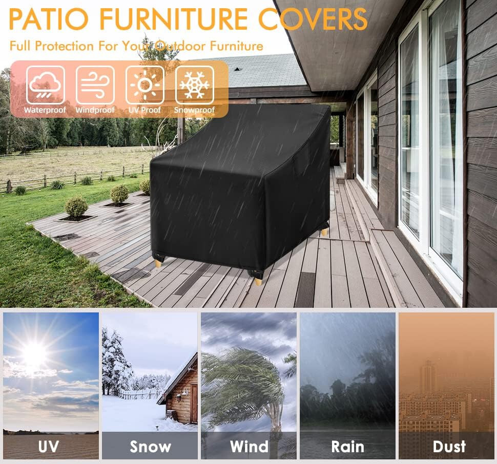 HBN 2 Pcs Outdoor Chair Covers, Patio Furniture Covers, Lawn Furnitures Covers