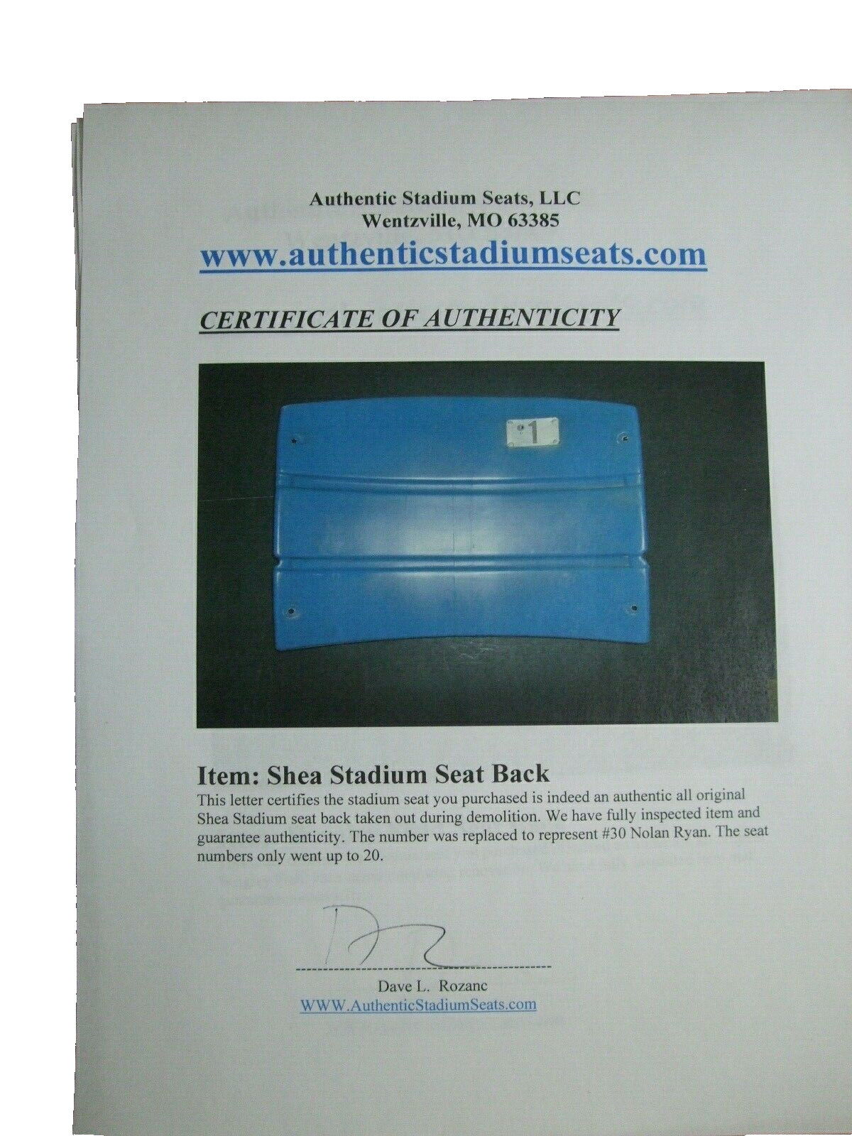 Joe Namath #12 New York Jets Stadium Seat Back Shea Stadium NFL