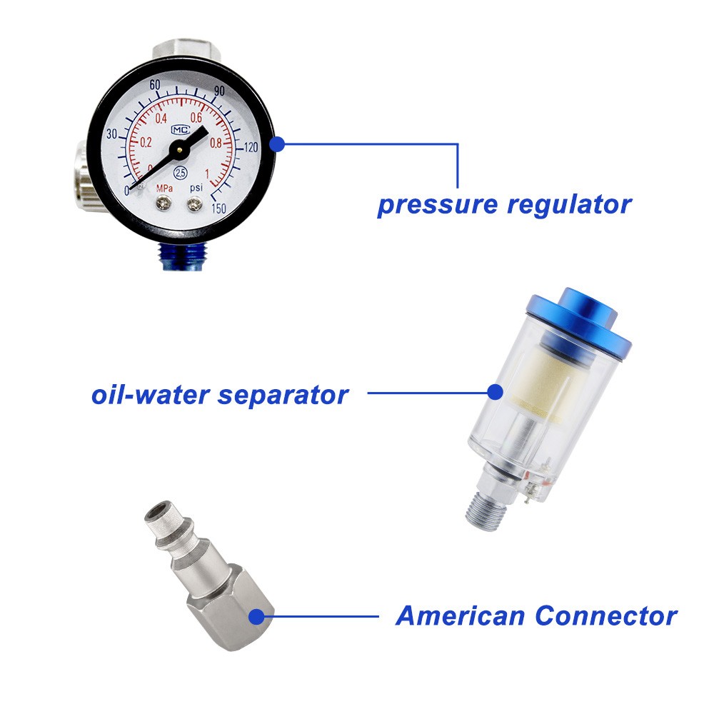 1/4" Spray Gun Air Regulator Gauge Air Pressure Regulator Paint Gun Filter