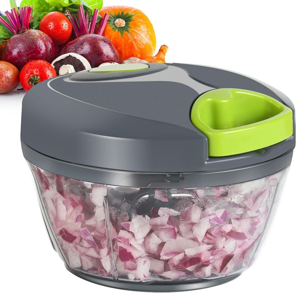 Manual Food Processor Vegetable Chopper, Hand Pull String Garlic Mincer