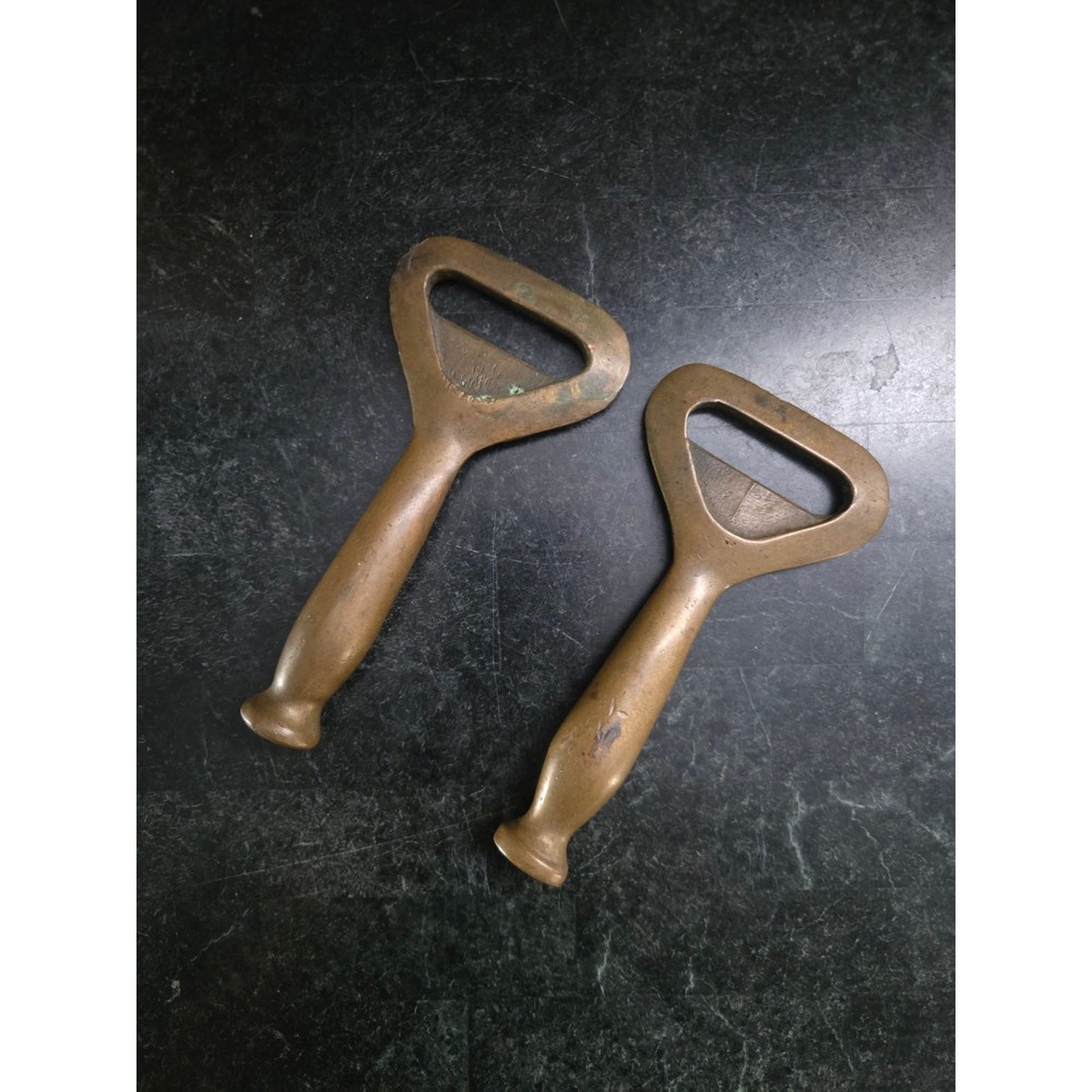 Vintage Solid Brass Bottle Openers Set 2 Mid Century Barware Heavy