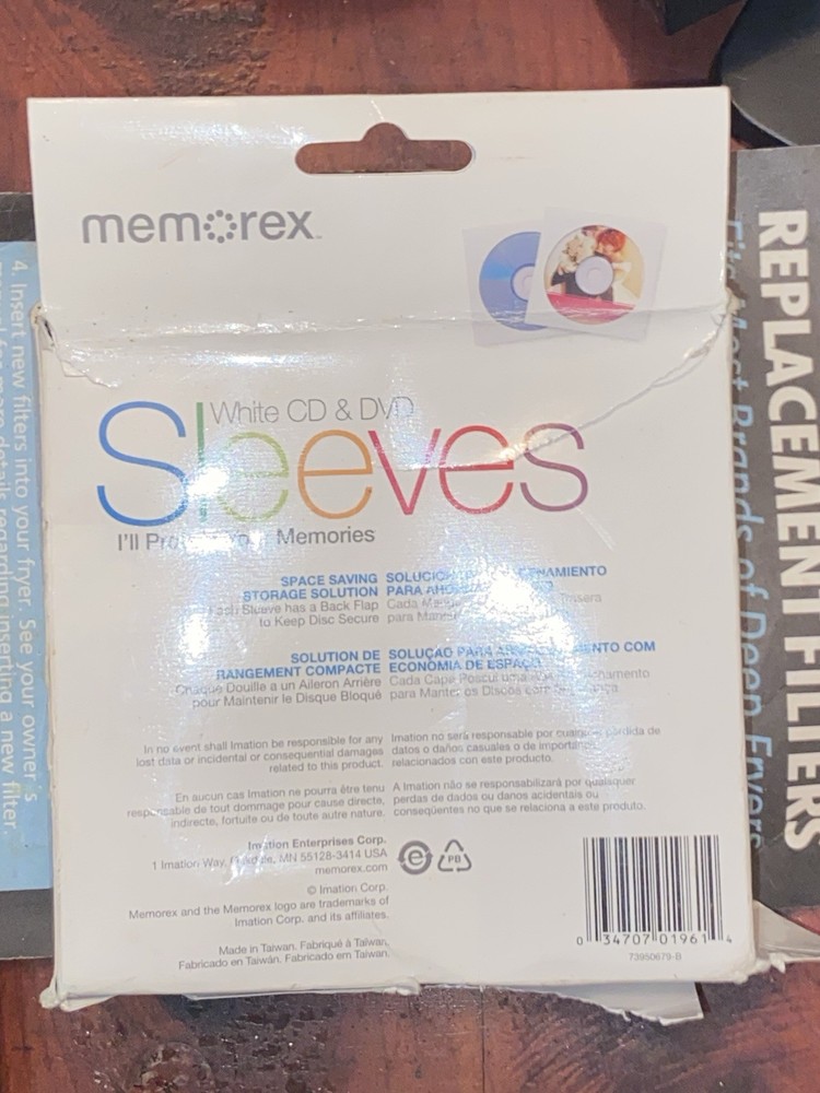 Memorex White CD & DVD Sleeves 100 Pack – Space-Saving Storage Solution