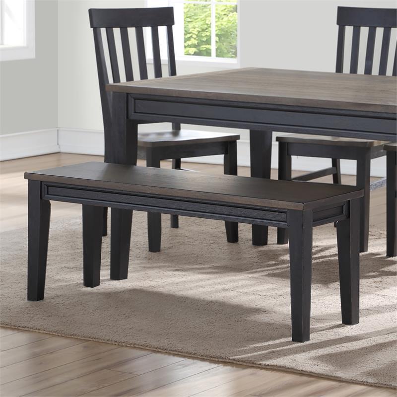 Raven Noir Two-Tone Ebony Back and Driftwood Dining Bench Solid wood