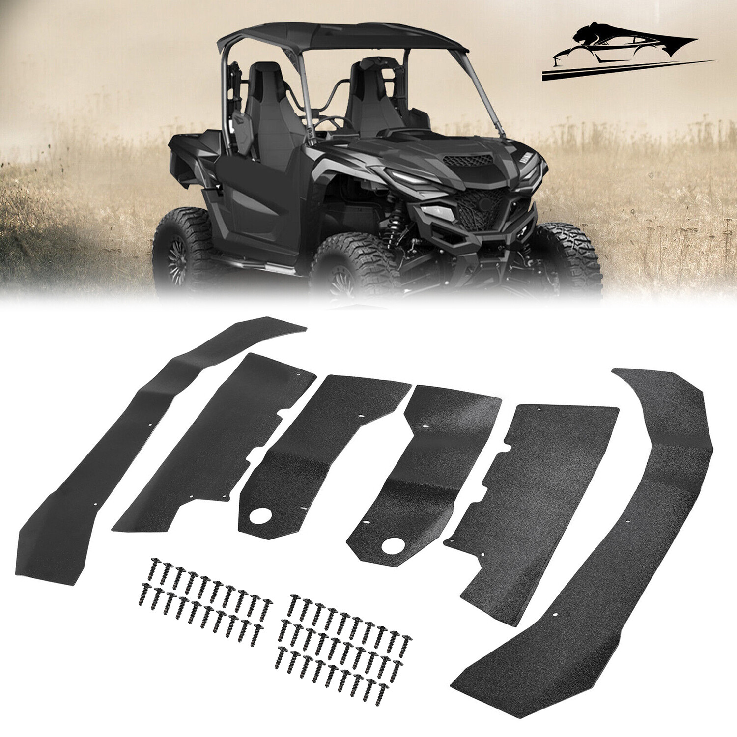 6PCS Fender Flares Overfenders For Yamaha Wolverine RMAX2 1000 2021-2024 Black