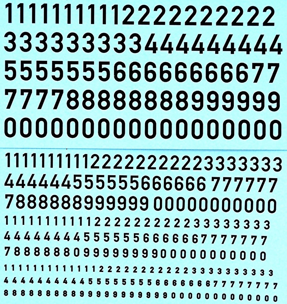 Black Numbers 1:87 Decal Decals