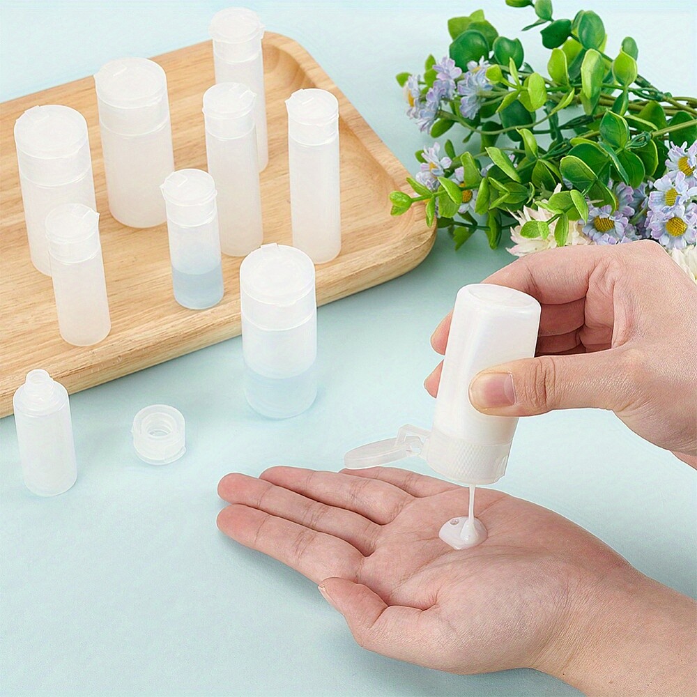 1bag 10pcs 3 styles Plastic Empty Refillable Flip Cap Bottles with PP Plastic