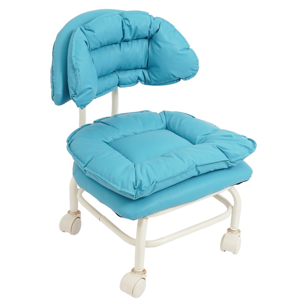 Minimalist Style Rolling Stool W/ Back Rest Sponge Heavy Duty Rolling Stool