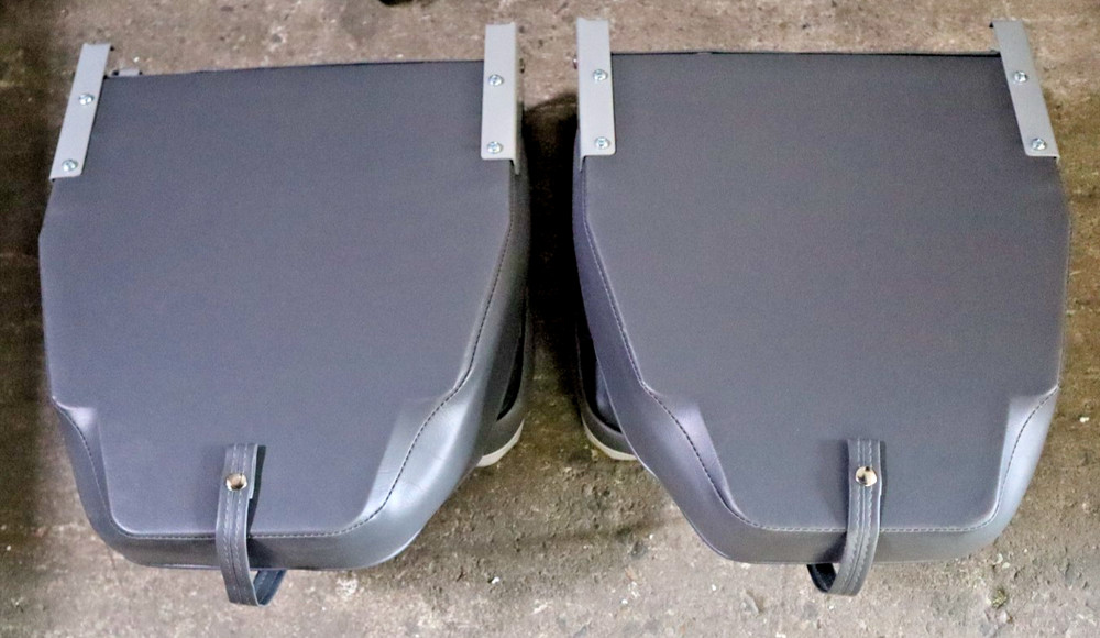 High Back Folding Boat Seat, 2 Seats - Navy/Gray