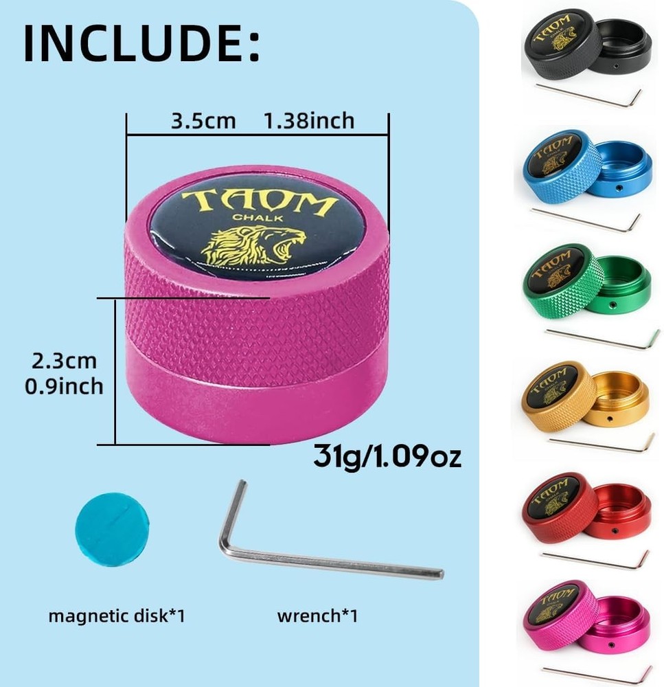TAOM Pool Chalk Holder Round Shaped Practical Tool Billiards Pink holder