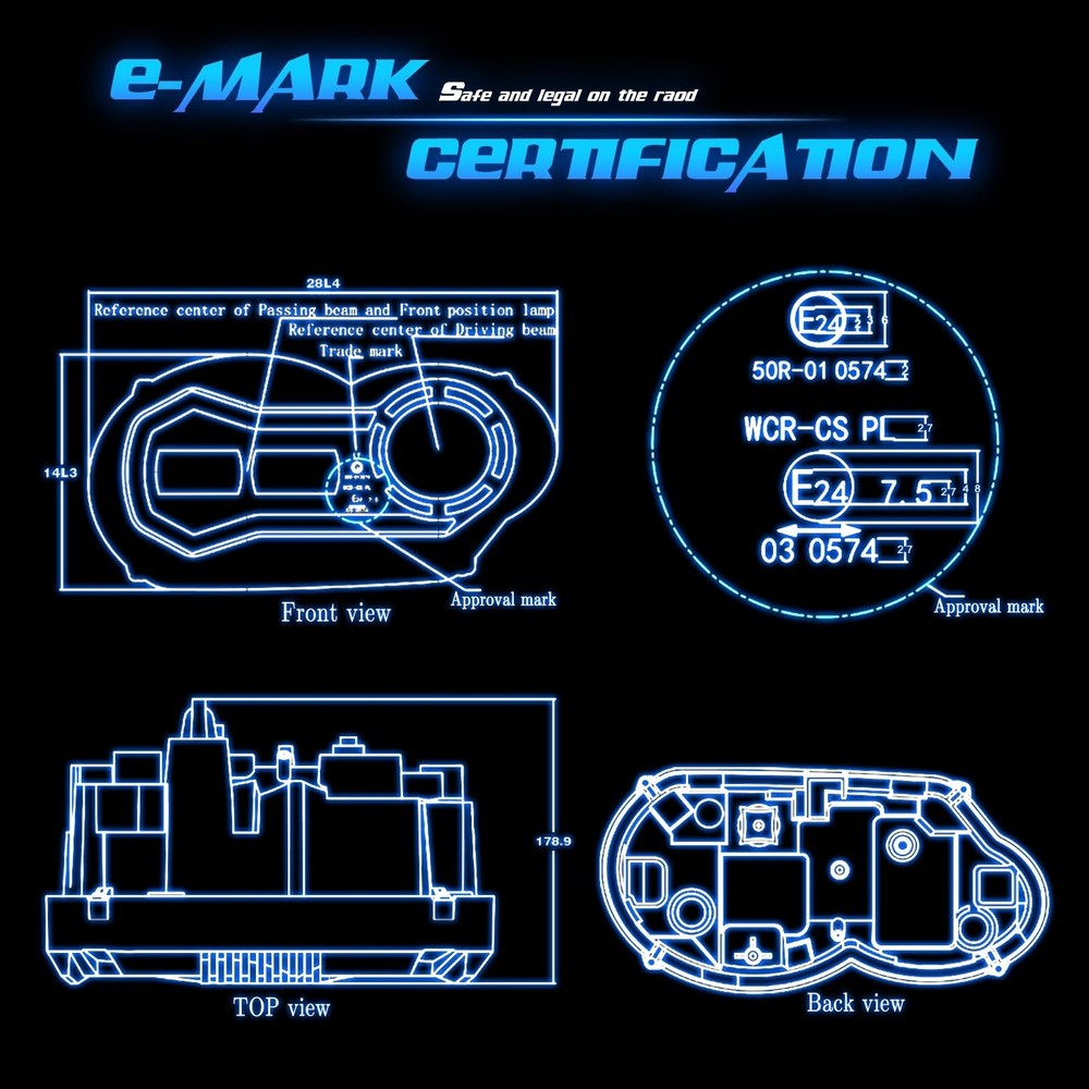 E-Mark Approved LED Headlight High Low Beam with DRL LED Headlight Assembly C...