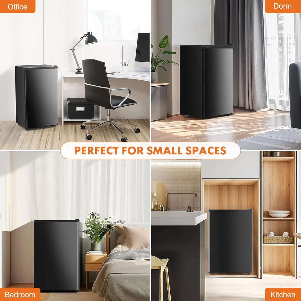 . Cu.Ft Mini Fridge with Freezer Small Refrigerator Single Door Adjustable Therm