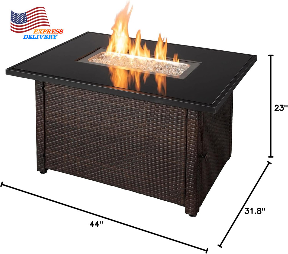 Rectangular Outdoor Gas Brown/Black Fire Table Multi Color