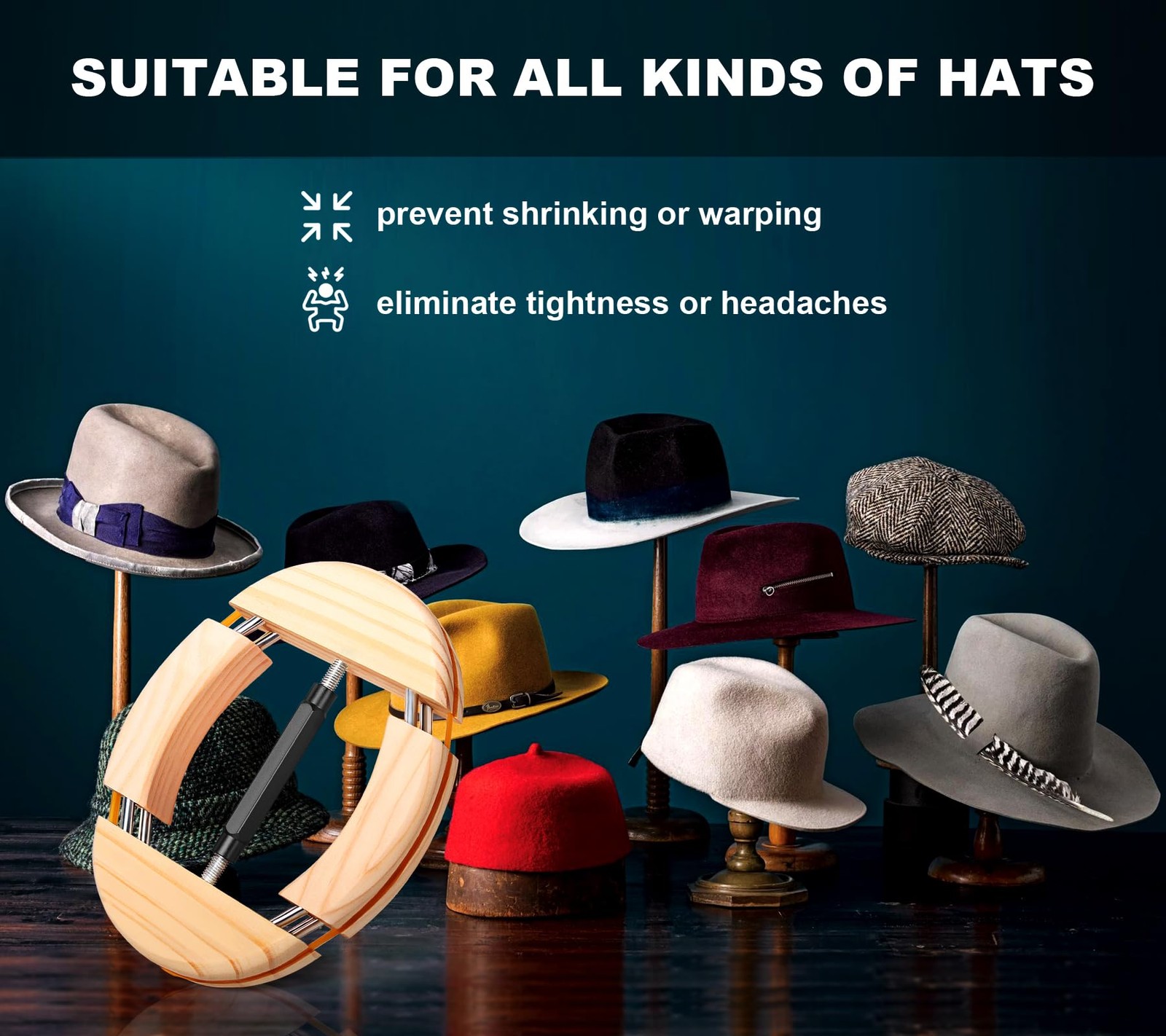 Hat Stretcher 4 Way, Hat Stretcher for Fitted Hats Size 6 7/8 to 8 1/2, Exten...