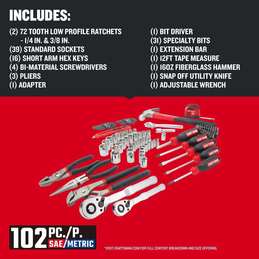 Craftsman 102Pc Mixed Mechanics Tool Set