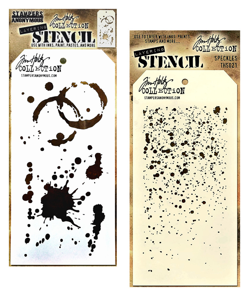 Tim Holtz Layering Stencils Coffee Ring Stain Splatters & Speckled Pattern Set