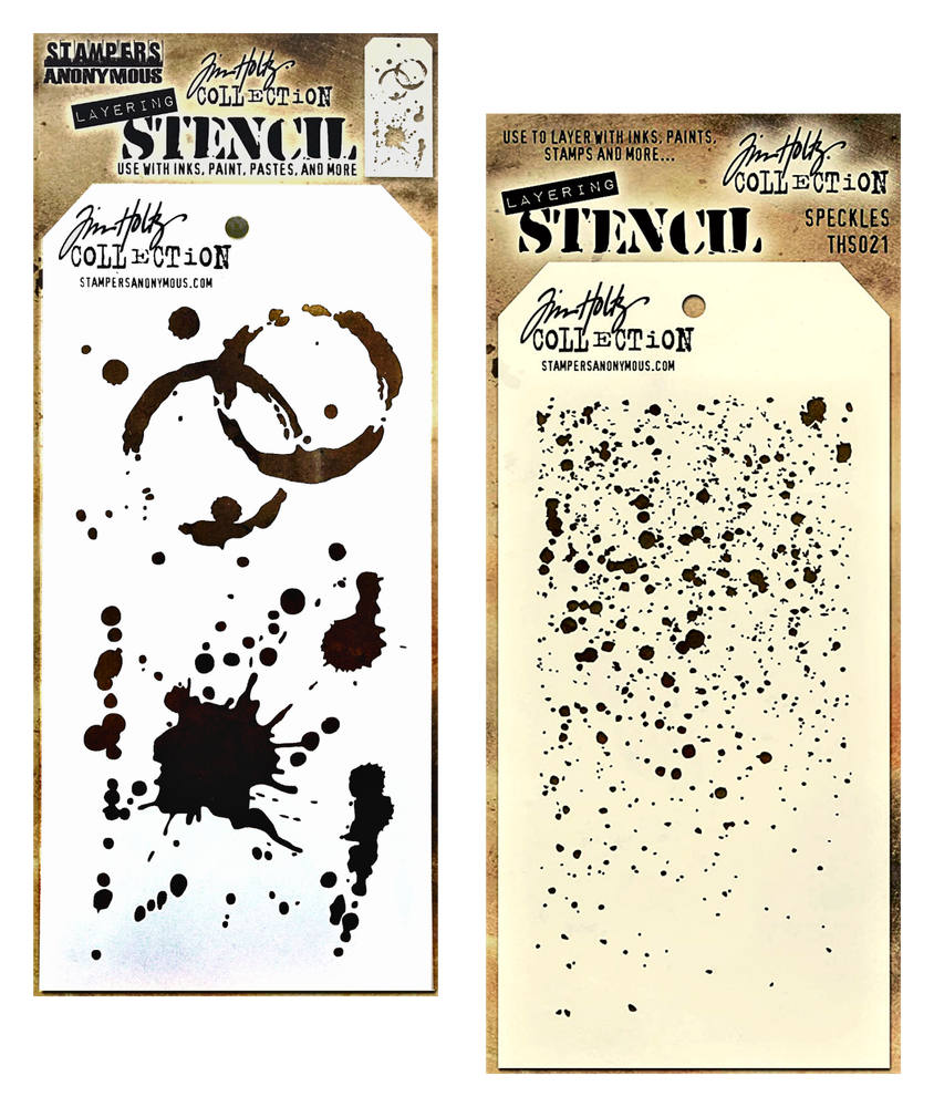 Tim Holtz Layering Stencils Coffee Ring Stain Splatters & Speckled Pattern Set