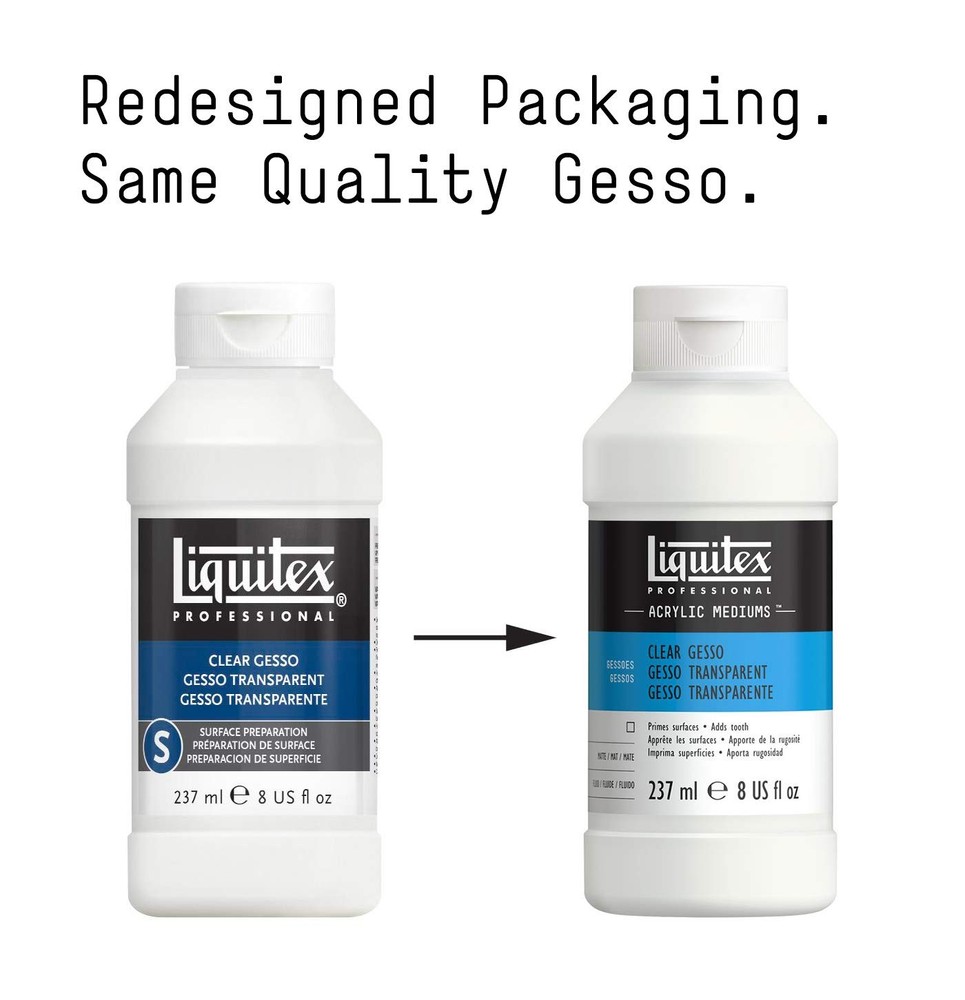 Professional Gesso Surface Prep Medium, 237ml (8.0 oz), Clear