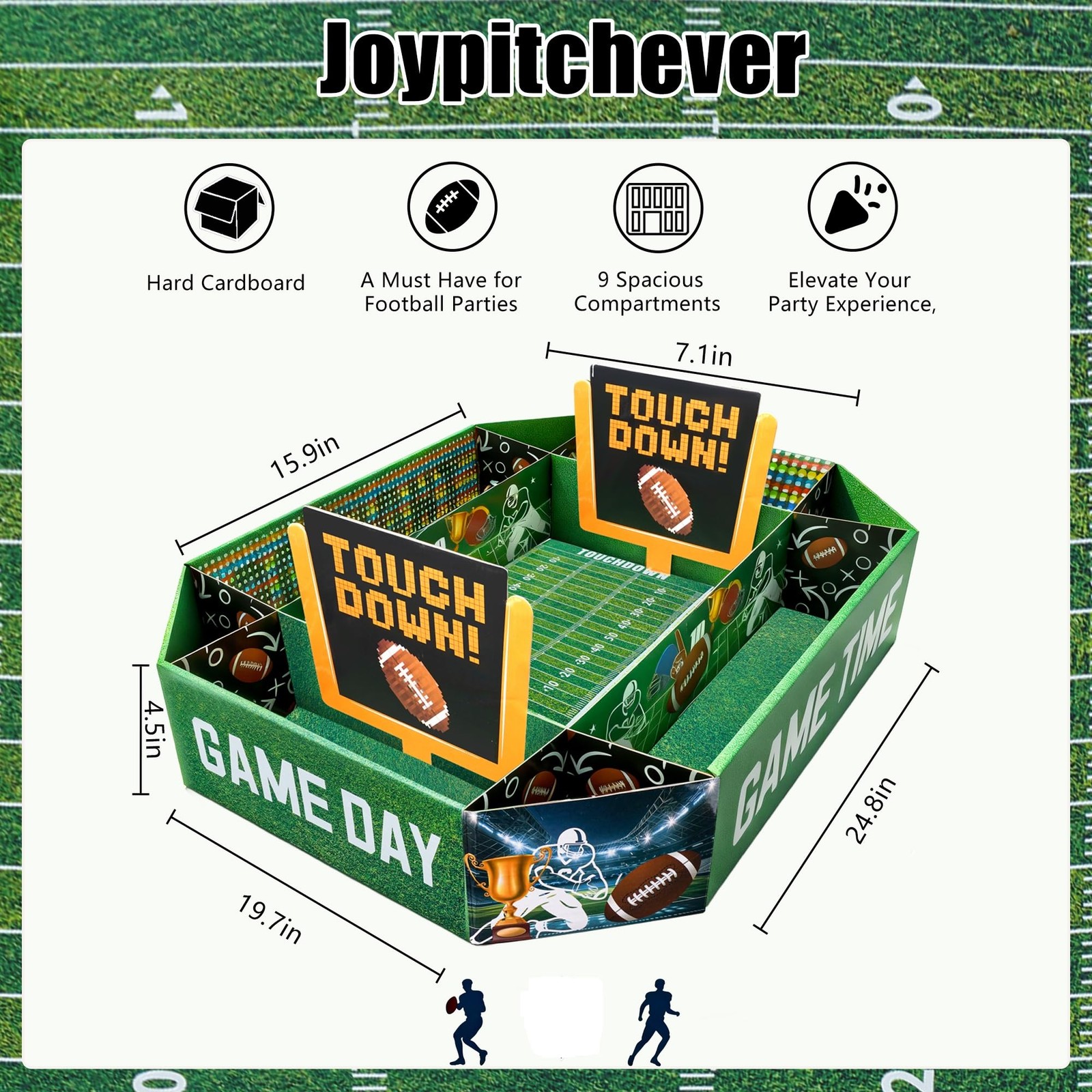 Joypitchever Football Party Decorations, Large Snack Food 7" x 1" x 1", Green
