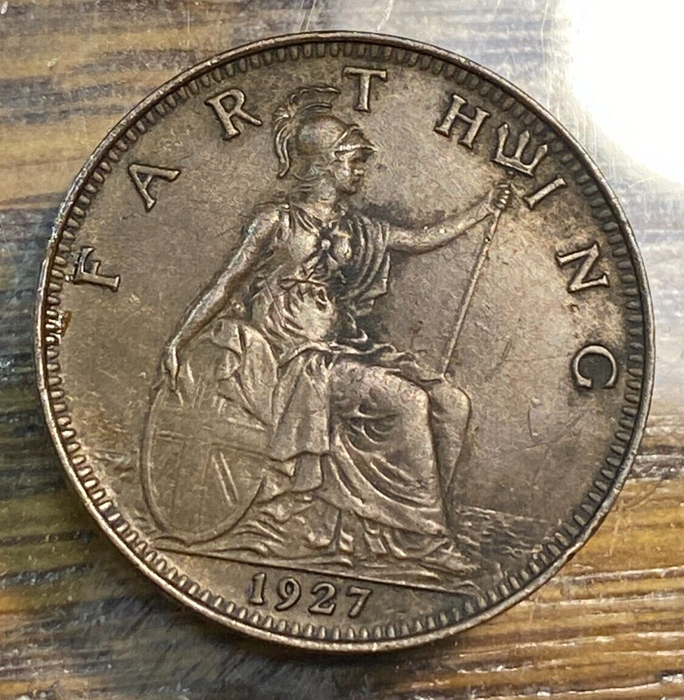 1927 Great Britain Farthing Nice Original XF+ CHN