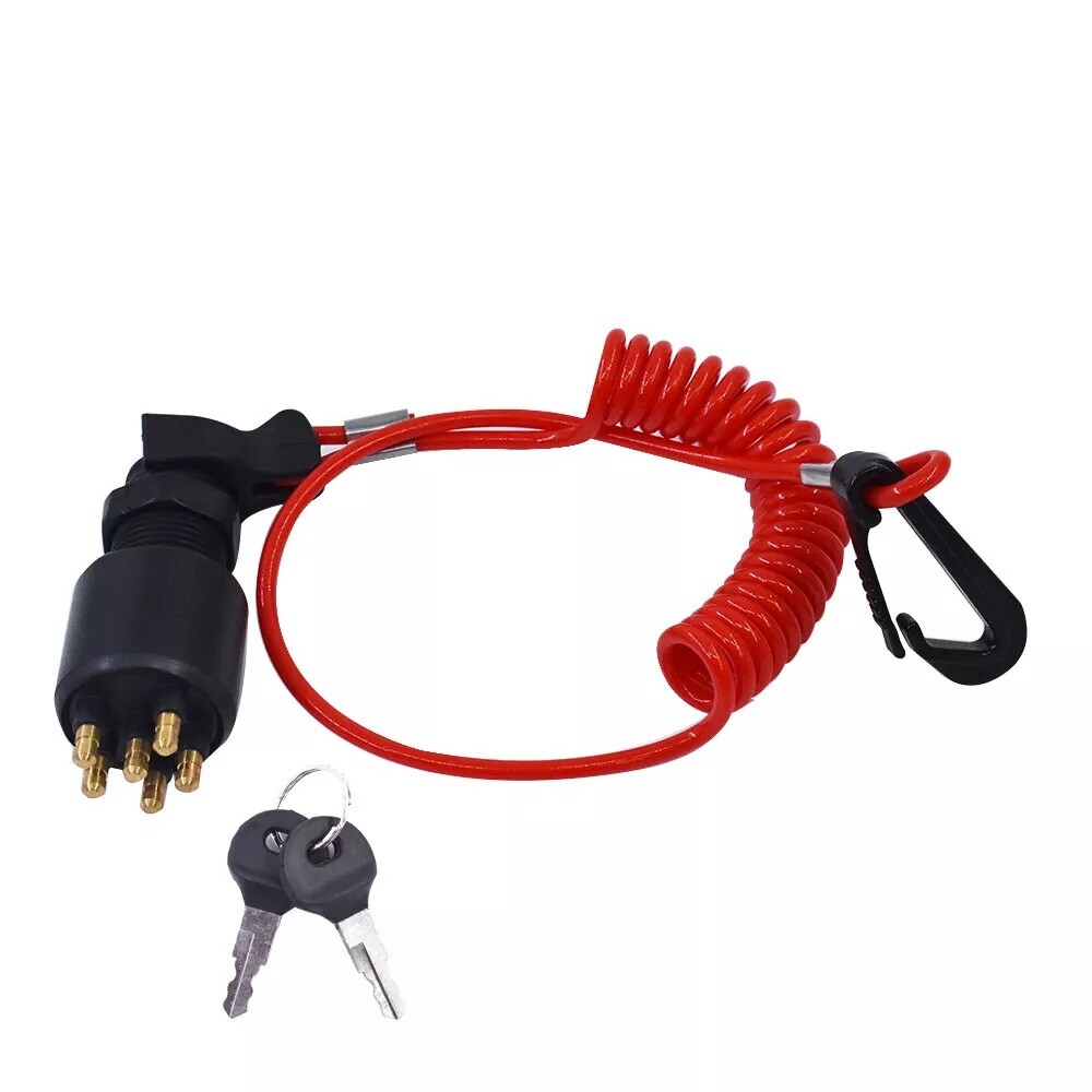 Ignition Switch Key & Lanyard Assembly for OMC Johnson Evinrude Outboard Motor
